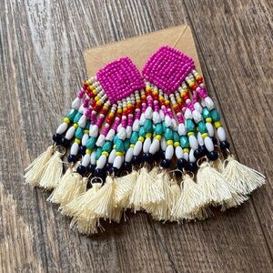 Colorful Beaded Tassel Earrings
